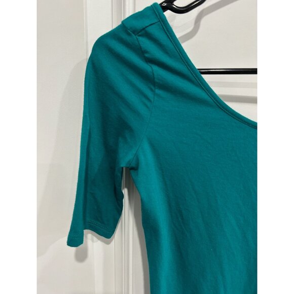 Decree Teal Scoop Neck Half Sleeve Womens Top Sz Small - Picture 4 of 9